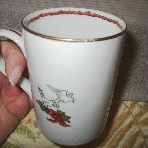 Vtg Fitz And Floyd Deck The Halls Coffee Tea Mugs Set Of 3 Lot Christmas Japan - Picture 9 of 9